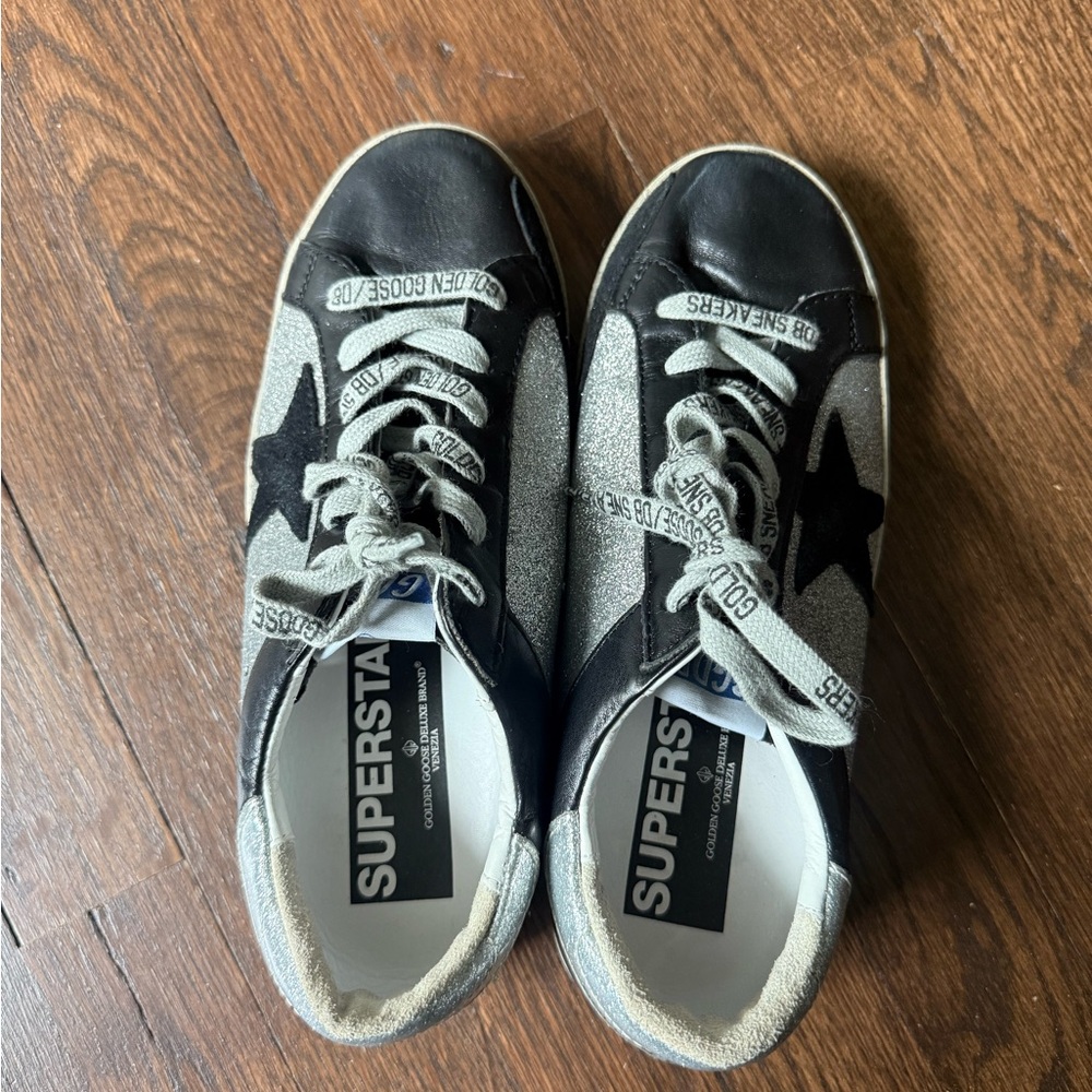 Golden Goose Black and Silver Sneakers - Picture 2 of 9